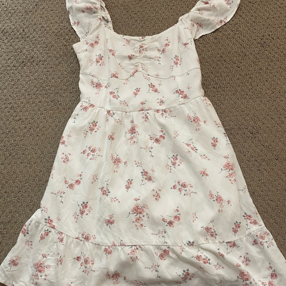Floral White and Pink Dress